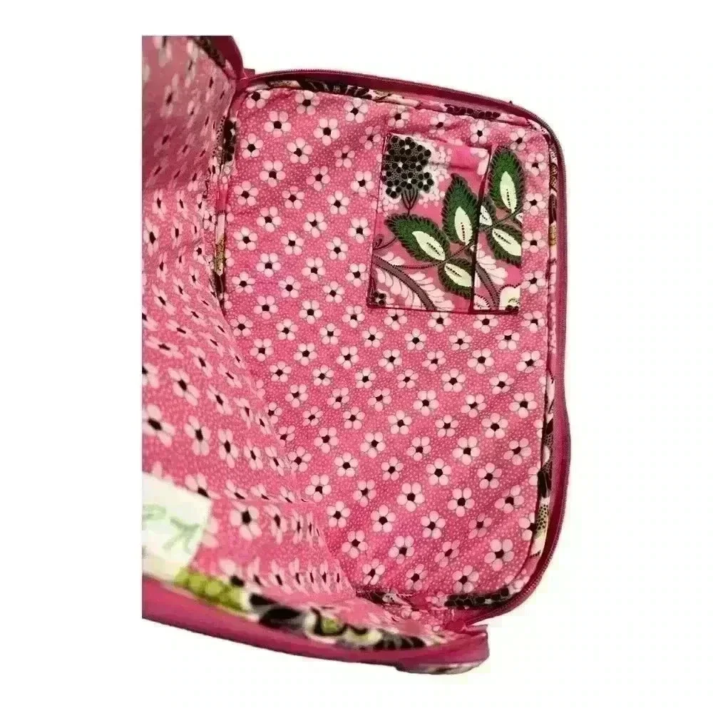 Vera Bradley Pink Floral Quilted Laptop Case with Green Accents